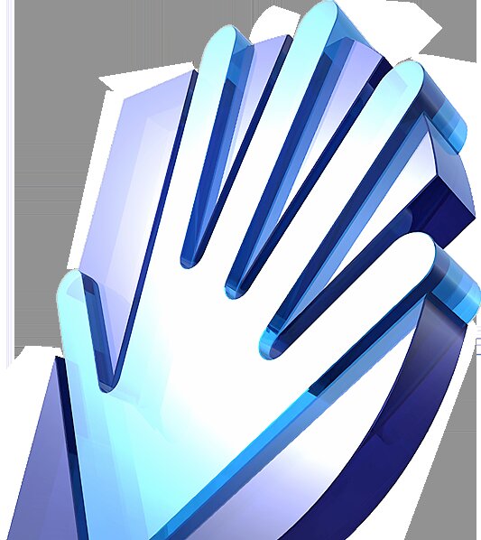 На картинке изображена рука, которая находиться в раскрытом виде и показывает цифру пять, что является отсылкой тому, что DeafSkills исполняется пять лет. Рука имеет два цвета, синий и белый переливаются в градиенте. Сзади руки, что представлена, как скульптура, белый фон.